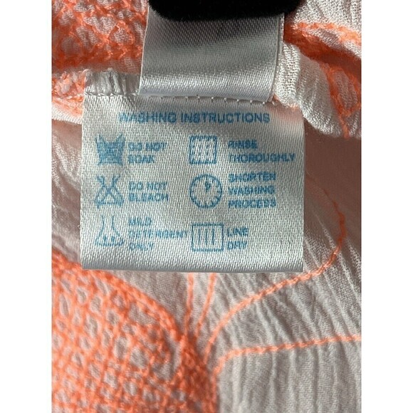 Poupette St. Barth Top Womens One Size Embroidered Viscose Tropical Peach& White - Picture 12 of 13